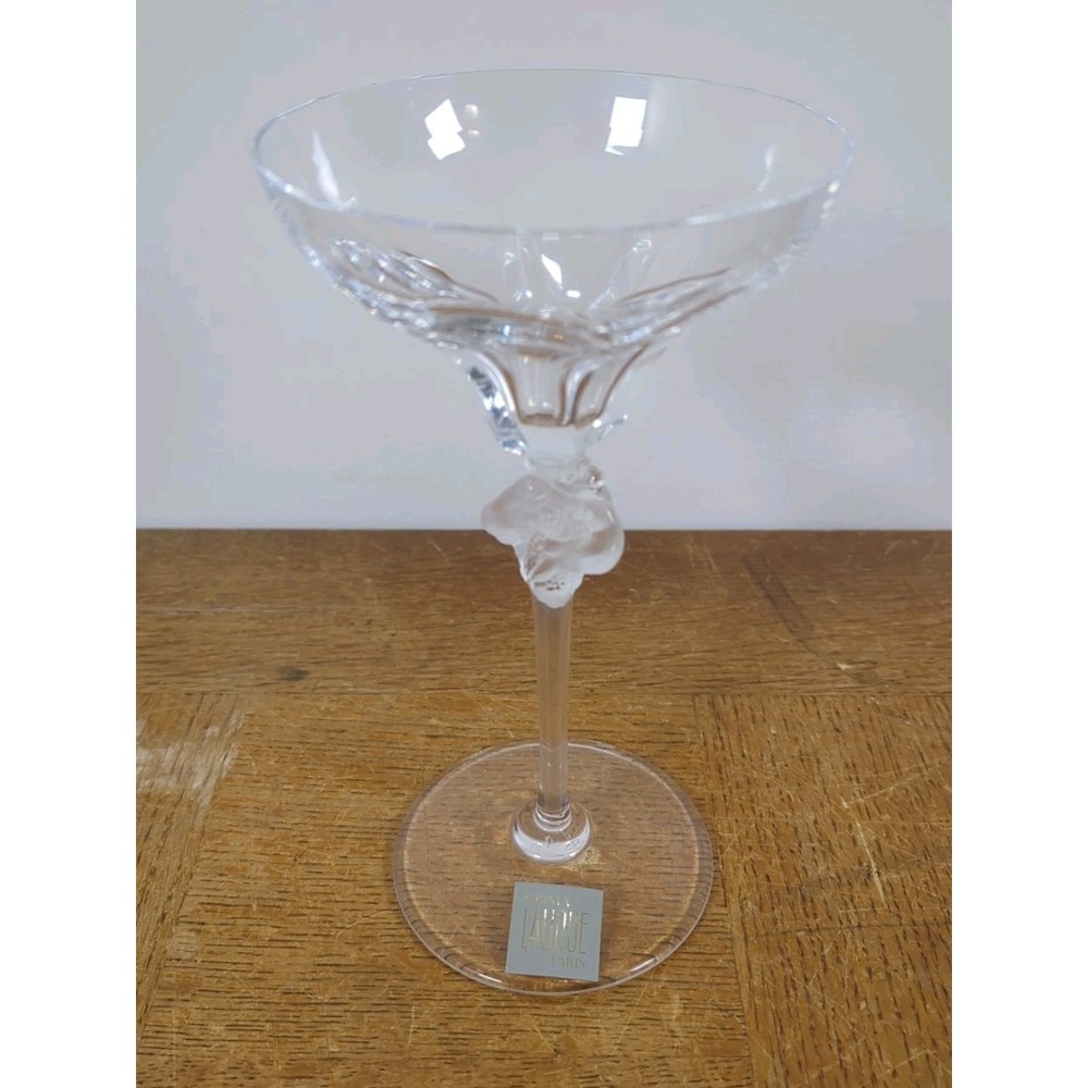 Signed Single Light Candlestick "Roxane" by Lalique Paris - 8.5" - Very Good